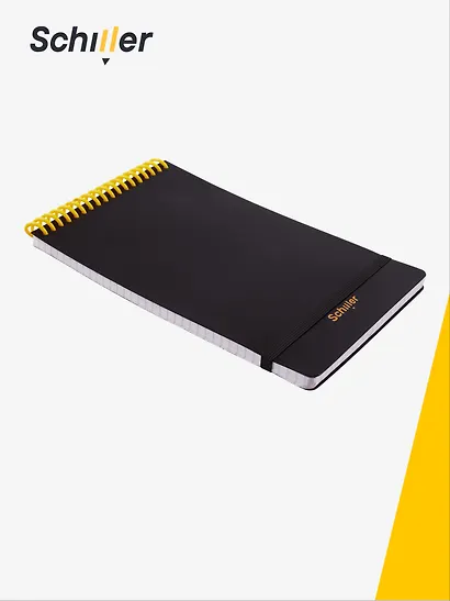 Блокнот в клетку 120*190 "Black", 80 листов, спираль, резинка, Schiller - фото 2