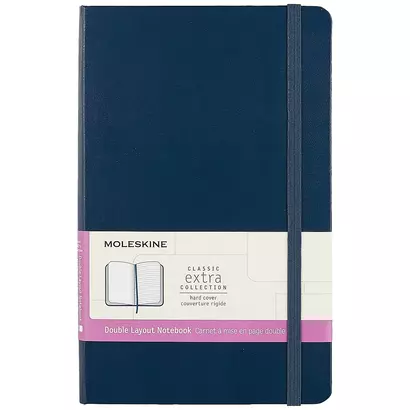 Книга для записей А5 120л лин./нелин. "CLASSIC DOUBLE Large" тв.обл., синий, ляссе, инд.уп., Moleskine - фото 1