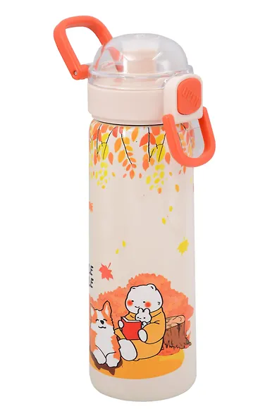 Термобутылка «Корги и котик с книжкой» (пластик/металл) (440мл) - фото 1