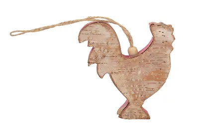 Заготовка деревянная петушок с корой и розовым краем 9*10 см (14-00278-ZG-14864-2) - фото 1