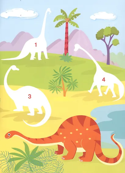 Динозаврики. Многоразовые наклейки по номерам - фото 3