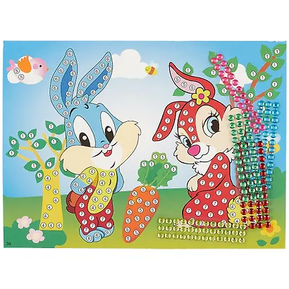 Аппликация стразами Зайчата 26х19см (орр) - фото 1