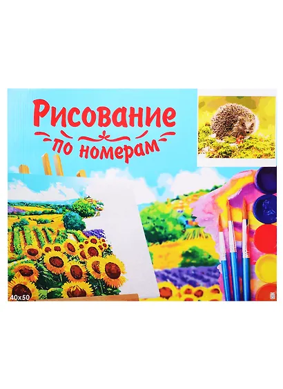 Набор д/творчества Рыжий кот Холст с красками 40х50см по номерам (в коробке) (22цв.) Ежик и ягоды Х-2981 - фото 2