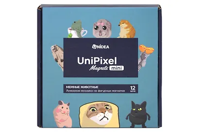 UniPixel Magnet mini Алмазная мозаика на фигурных магнитах Мемные животные (12 шт.) - фото 1