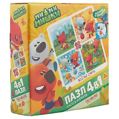 Пазл ORIGAMI Набор.4в1 9-16-25-36эл. "МиМиМишки. Веселые старты" 03513 - фото 1