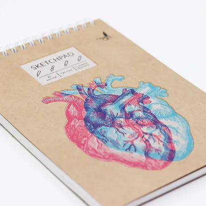 Скетчбук А5 40л "Heart", 120г/м2, обложка крафт картон, выборочный лак, евроспираль - фото 3