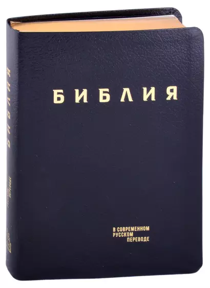 Библия в современном русском переводе (кожа) (темно-синий) (ПИ) (зол. Срез.) (3 изд.) (СБ) - фото 1