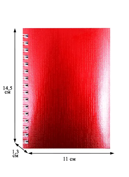 Записная книжка А6 80л кл. "METALLIC" обл. красн.бумвинил, гребень - фото 2