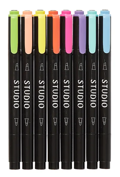 Маркеры для скетчинга 08цв "STUDIO. Holiday" двухсторонние, ПВХ-подвес, Listoff - фото 2