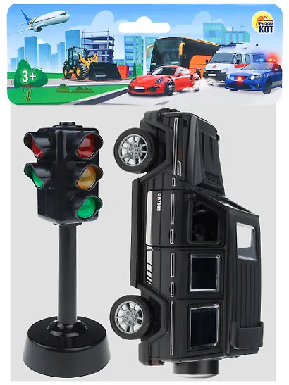 Внедорожник в наборе со светофором. Открывающиеся двери 16.5х5х21см (Арт. И-8788) - фото 1