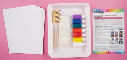 Эбру Brauberg Hobby Набор для рисования на воде, 7 цветов по 20 мл (40 картин) - фото 3