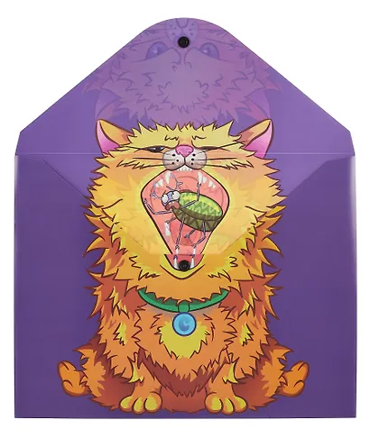 Папка-конверт А4 на кнопке "Сердитый кот", двуст.печать - фото 2