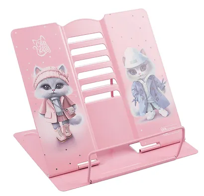 Подставка для книг/учебников "ГОРОДСКИЕ КОШЕЧКИ" 19х20х15,5см, розовая, металл - фото 2