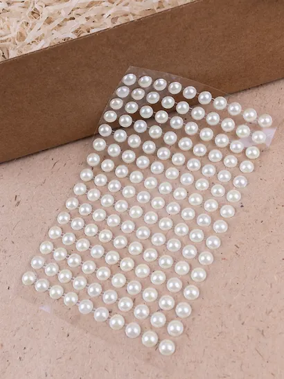 Набор страз полужемчужины на подвесе с напылением (150 шт.) (8 мм) молочные (упаковка)  2ШТ - фото 4