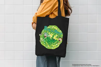 Сумка-шоппер. Рик и Морти (черная, 38х43 см, длина ручек 58 см) - фото 4