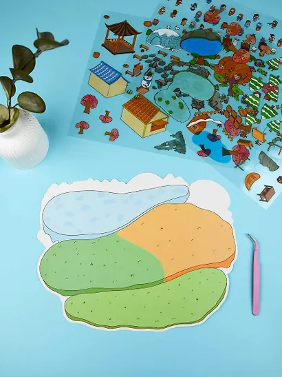 Наклейки-румбокс для создания миниатюрных сцен "4 сезона", размер 264х211 мм. Металлический пинцет в наборе - фото 10