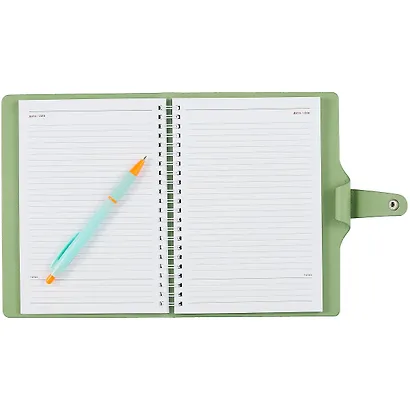 Ежедневник недат. А5 96л "Clear" зеленый, иск.кожа, мягк.переплет, на резинке, ляссе - фото 2