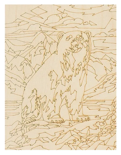 Роспись по дереву. Картина "Полярный медведь" (24,5х18,5 см) - фото 2