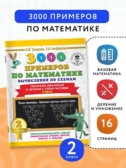 3000 примеров по математике. Вычисления по схемам. Табличное умножение и деление с пятью числами. Ответы. 2 класс - фото 3