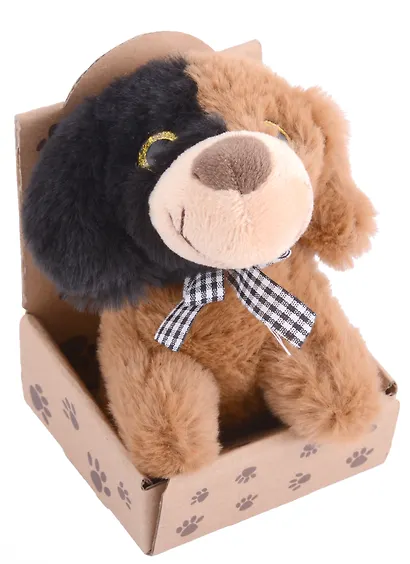 Собачка с пятнышком в крафт коробке (12-01568-570) - фото 2