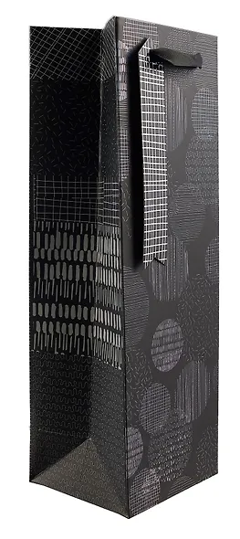 Пакет бутылочный 34*12,5*11 "Black" бум.мат.ламинат - фото 2