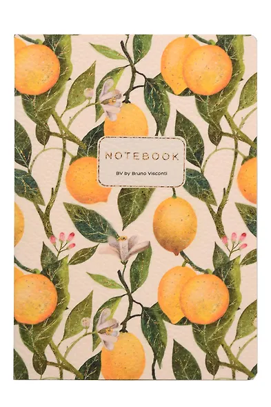 Книга для записей А5 60л кл. "FLORA.PARADISE.LEMONS" иск.кожа, сшивка, Bruno Visconti - фото 1