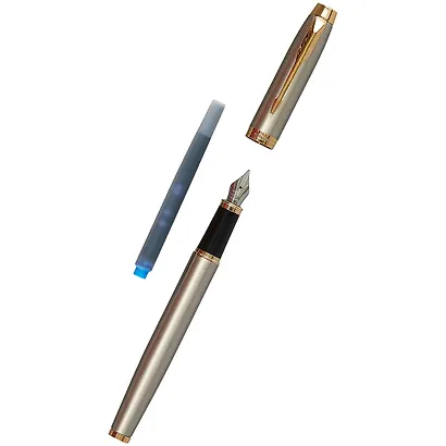 Перьевая ручка Parker, IM Brushed Metal GT, синяя - фото 2