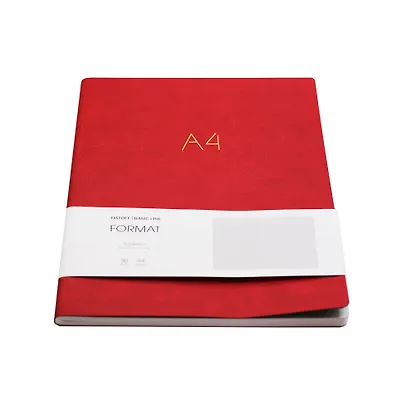 Книга для записей А4 80л лин. "Format" красн.иск.кожа, интегр.переплет, тиснение фольгой, скругл.углы, инд.уп. - фото 3