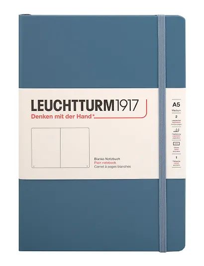 Книга для записей A5, 125 листов, нелинованная "Rising Colours", твердая обложка, цвет, цвет синий камень, Leuchtturm1917 - фото 1