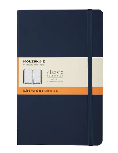 Книга для записей А5, 96 листов в линейку "Classic Soft", синий сапфир, мягкая обложка, резинка, Moleskine - фото 1