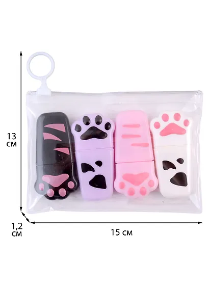 Текстовыделители Cat's paws, 4 цвета - фото 2