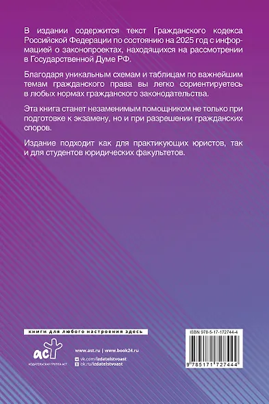 Гражданский кодекс Российской Федерации на 2025 год с таблицами и схемами + комментарии - фото 2