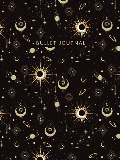 Книга для записей А5 160 страниц тчк. "Bullet Journal (эзотерический темный)" с наклейками - фото 1