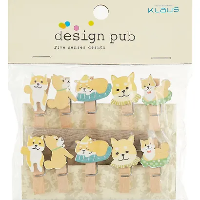 Прищепки декоративные с веревкой 10 шт. Корги на лежанке - фото 1