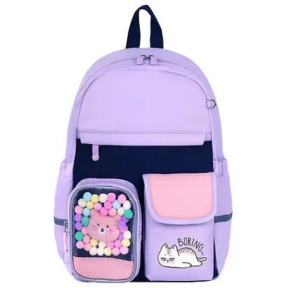 Рюкзак "Lazy cat" 1отд., 40*29*14см. сиреневый, с термонашивками - фото 1