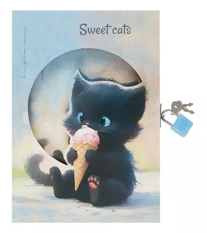 Записная книжка А6+ 50л "Чувиляева. Sweet cat" в коробке с замочком - фото 1