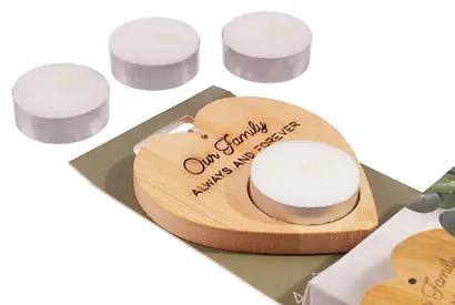 Набор чайных свечей с подсвечником Сердце Our Family (4 штуки) - фото 3