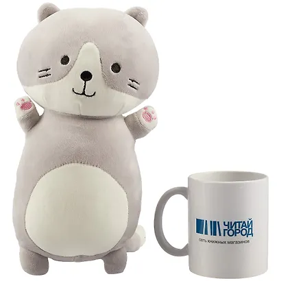 Мягкая игрушка Котик серый на спине (текстиль) (32см) (12-01014-BL-5916-SB) - фото 3