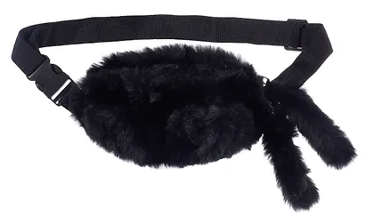 Сумочка-бананка плюшевая с ушками (черная) (27х15) (12-11867-202406-15) Bookvalno - фото 1