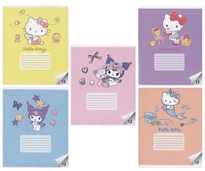 Тетрадь в клетку Centrum «Hello Kitty+Kuromi» в ассортименте, 12 листов - фото 1