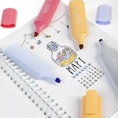 Текстовыделители 04цв "Grace" ПВХ, подвес, Hatber - фото 8