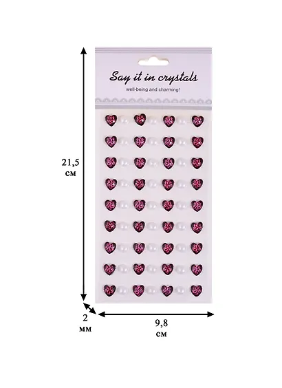 Стразы сердца+полубусины, цвета в ассортименте - фото 2