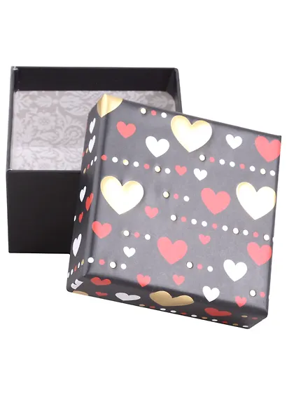 Коробка подарочная "Hearts on black" 13*13*7,5см, картон - фото 3