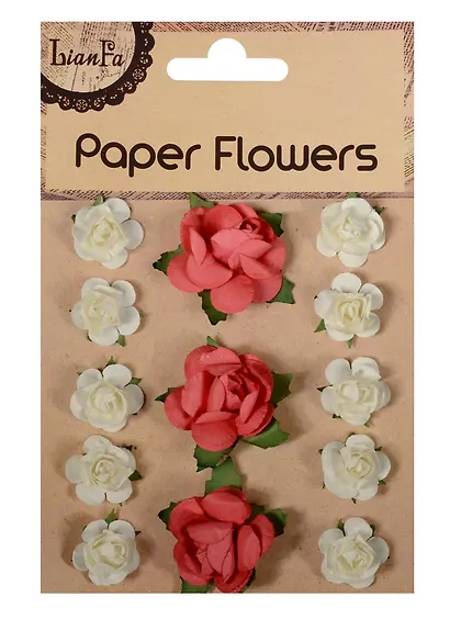 Набор для творчества, Цветы Paper Flower 3 больш.+10маленьк., красные и рисовые - фото 1