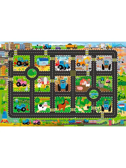 Напольный пазл 24 элемента "Дорога. Синий трактор" (поле 960х640) - фото 3