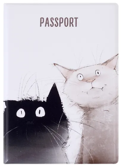 Обложка для паспорта Коты Дуэт (ПВХ бокс) - фото 1