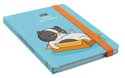 Скетчбук А6 48л "Pocket Скетчбук. Кот (синий)" белый офсет, резинка, тв.обложка - фото 2