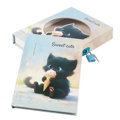 Записная книжка А6+ 50л "Чувиляева. Sweet cat" в коробке с замочком - фото 5