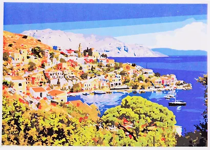 Набор для раскрашивания по номерам ТМ Рыжий Кот Холст 40х50см Милый городок у моря Х-9197 - фото 3