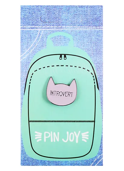 Значок Pin Joy Котик-интроверт (металл) - фото 2
